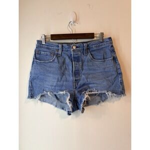 Levis 501 Distressed‎ Shorts Size 31 Light Wash High Rise Daisy Duke Button Fly